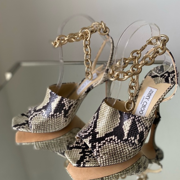 New Jimmy Choo Off-White Snake Sae 90 Sandals 39 $895 - Picture 8 of 13